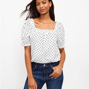 Loft Blouse Polka Dot Puff Sleeve- Medium